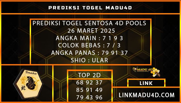 PREDIKSI TOGEL SENTOSA 4D 26 MAY 2025