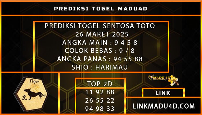 PREDIKSI TOGEL SENTOSA TOTO 26 MAY 2025