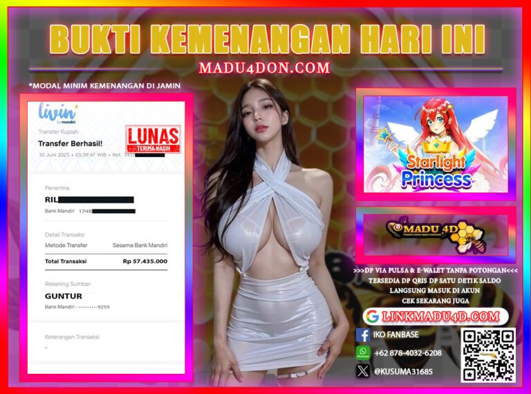 JACKPOT MEMBER DI MADU4D TANGGAL 30 JUNI 2025