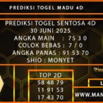 PREDIKSI TOGEL SENTOSA 4D 30 JUNI 2025
