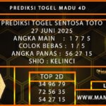 PREDIKSI TOGEL SENTOSA TOTO 27 JUNI 2025