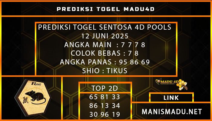 PREDIKSI TOGEL SENTOSA 4D 12 JUNI 2025