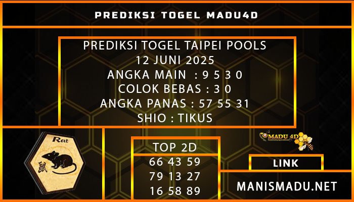 PREDIKSI TOGEL TAIPEI POOLS 12 JUNI 2025
