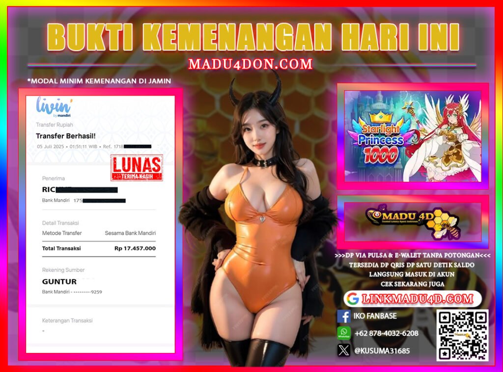 JACKPOT MEMBER DI MADU4D TANGGAL 05 JULI 2025