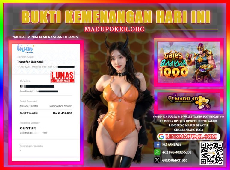 JACKPOT MEMBER DI MADU4D TANGGAL 17 JULI 2025