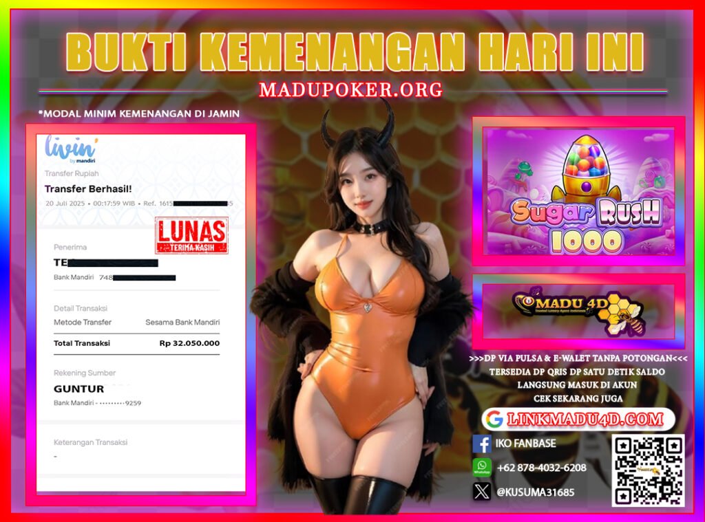 JACKPOT MEMBER DI MADU4D TANGGAL 20 JULI 2025