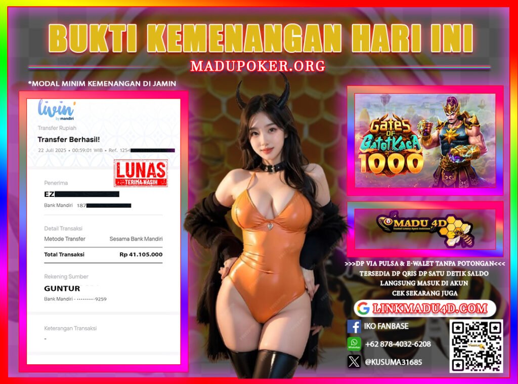 JACKPOT MEMBER DI MADU4D TANGGAL 22 JULI 2025