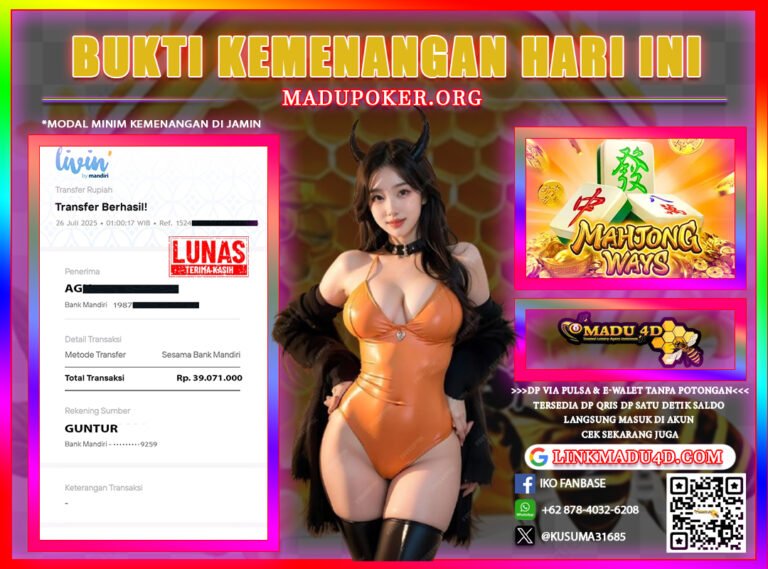 JACKPOT MEMBER DI MADU4D TANGGAL 26 JULI 2025