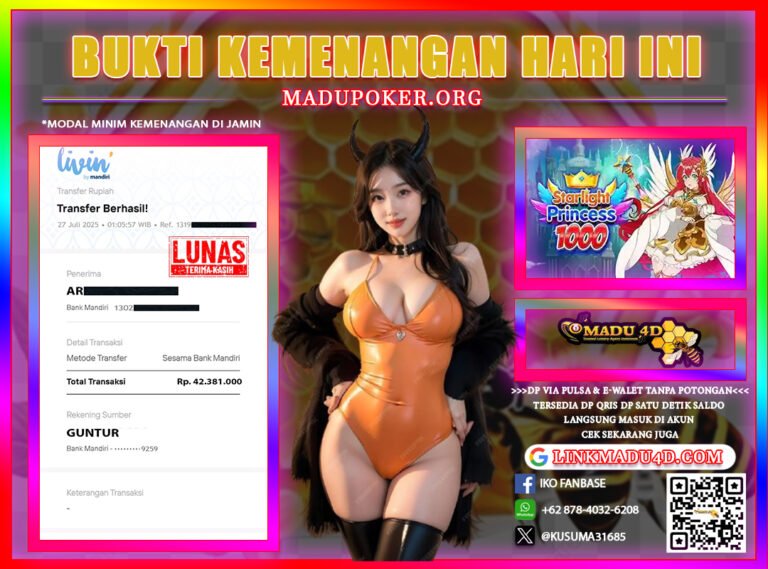 JACKPOT MEMBER DI MADU4D TANGGAL 27 JULI 2025