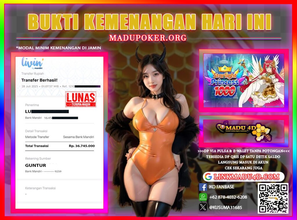 JACKPOT MEMBER DI MADU4D TANGGAL 28 JULI 2025