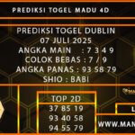 PREDIKSI TOGEL DUBLIN 07 JULI 2025