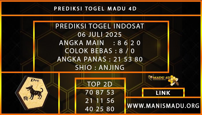 PREDIKSI TOGEL INDOSAT 06 JULI 2025