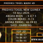 PREDIKSI TOGEL NEW GUINEA 14 JULI 2025