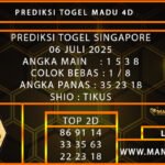 PREDIKSI TOGEL SINGAPORE 06 JULI 2025