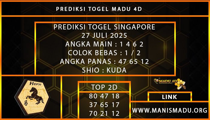 PREDIKSI TOGEL SINGAPORE 27 JULI 2025
