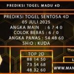 PREDIKSI TOGEL SENTOSA 4D 05 JULI 2025