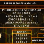 PREDIKSI TOGEL SENTOSA 4D 06 JULI 2025