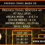PREDIKSI TOGEL SENTOSA 4D 07 JULI 2025