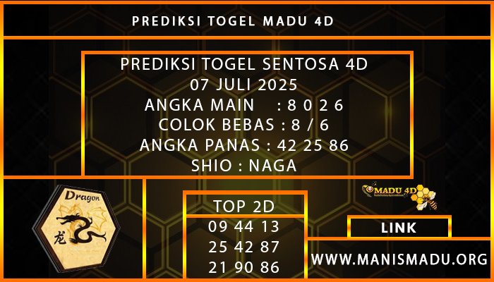 PREDIKSI TOGEL SENTOSA 4D 07 JULI 2025