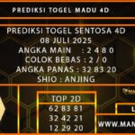 PREDIKSI TOGEL SENTOSA 4D 08 JULI 2025
