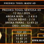 PREDIKSI TOGEL SENTOSA 4D 12 JULI 2025