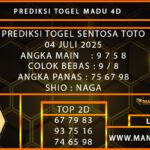 PREDIKSI TOGEL SENTOSA TOTO 04 JULI 2025