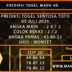 PREDIKSI TOGEL SENTOSA TOTO 05 JULI 2025