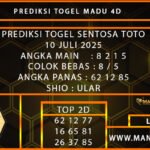 PREDIKSI TOGEL SENTOSA 4D 10 JULI 2025