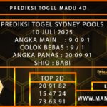 PREDIKSI TOGEL SYDNEY 10 JULI 2025