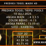 PREDIKSI TOGEL TAIPEI 10 JULI 2025