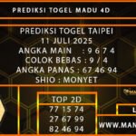 PREDIKSI TOGEL TAIPEI 11 JULI 2025